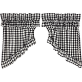 Annie Black Buffalo Check Ruffled Prairie Swag Curtains-Lange General Store