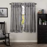 Annie Black Buffalo Check Ruffled Short Panel Curtains-Lange General Store