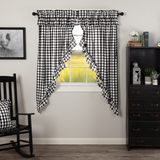 Annie Black Buffalo Check Ruffled Short Prairie Curtains-Lange General Store