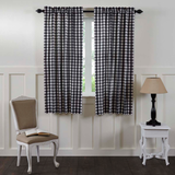 Annie Black Buffalo Check Short Panel Curtains-Lange General Store