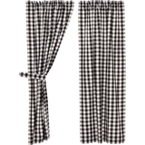 Annie Black Buffalo Check Short Panel Curtains-Lange General Store