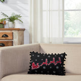 Sable Ann Check Santa Sleigh Pillow 9.5 x 14-Lange General Store