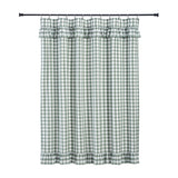 Sage White Buffalo Check Ruffled Shower Curtain-Lange General Store