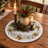 Sage Evergreen Braided Placemat as a Christmas centerpiece