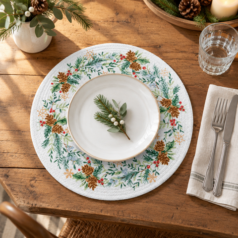Sage Evergreen Braided Placemat lifestyle scene