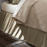 Prairie Winds Green Ticking Stripe Bed Skirt-Lange General Store