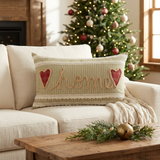 Sage Winds Home Pillow in a cozy Christmas living room