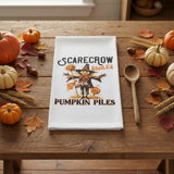 Scarecrow Smiles Pumpkin Piles Flour Sack Towel-Lange General Store
