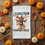 Scarecrow Smiles Pumpkin Piles Flour Sack Towel-Lange General Store