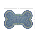 Sea Glass Dog Bone Braided Waterproof Rug Mat – Medium 15x23 – Indoor Outdoor Pet Bowl Mat