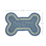 Sea Glass Dog Bone Braided Waterproof Rug Mat – Small 11.5x17.5 – Indoor Outdoor Pet Bowl Mat