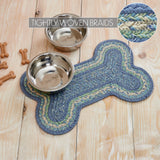 Sea Glass Dog Bone Braided Waterproof Rug Mat – Small – Coastal Farmhouse Dog Mat – Blue, Sea Glass