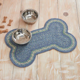 Sea Glass Dog Bone Braided Waterproof Rug Mat – Medium 15x23 – Soft Steel Blue, Sea Glass, Creme