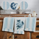 Serene Hydrangea Ruffled Tea Towel Set of 3-Lange General Store