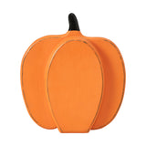 Short Orange Wooden Pumpkin 9x8x2-Lange General Store