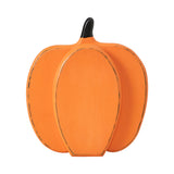 Short Orange Wooden Pumpkin 9x8x2-Lange General Store