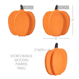 Short Orange Wooden Pumpkin 9x8x2-Lange General Store