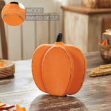 Short Orange Wooden Pumpkin 9x8x2-Lange General Store