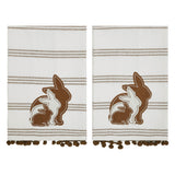 Silhouette Bunnies w/ Pom Poms Tea Towel Set of 2-Lange General Store