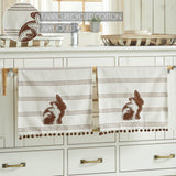 Silhouette Bunnies w/ Pom Poms Tea Towel Set of 2-Lange General Store