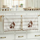 Silhouette Bunnies w/ Pom Poms Tea Towel Set of 2-Lange General Store