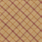 Close-up of Simmons plaid quilted placemat showing square-stitch quilting detail
