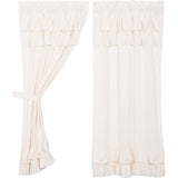 Simple Life Flax Antique White Ruffled Short Panel Curtains-Lange General Store