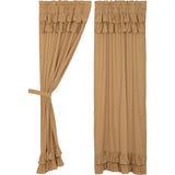 Simple Life Flax Khaki Ruffled Panel Curtains-Lange General Store