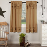 Simple Life Flax Khaki Ruffled Short Panel Curtains-Lange General Store