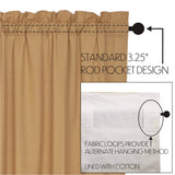 Simple Life Flax Khaki Ruffled Single Panel Curtain 96"-Lange General Store