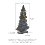Six-Tiered Pine Distressed Dark Grey Wooden Tree