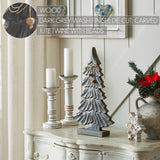 Six-Tiered Pine Distressed Dark Grey Wooden Tree