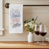 Good Friends Wine Together Embroidered Flour Sack Towel