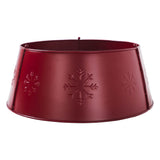 Snowflake Christmas Tree Collar Metal Burgundy-Lange General Store