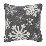 Snowflakes Grey Woolen Felt Pillow-Lange General Store