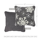 Snowflakes Grey Woolen Felt Pillow-Lange General Store