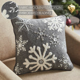 Snowflakes Grey Woolen Felt Pillow-Lange General Store