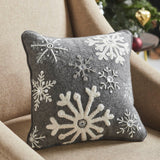 Snowflakes Grey Woolen Felt Pillow-Lange General Store