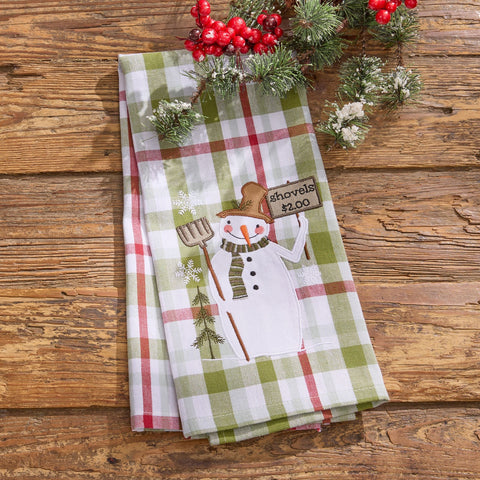 Snowman Plaid Dishtowel