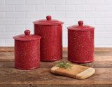 Speckled Enamelware Canister Set - Red-Lange General Store