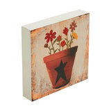 Spring In Bloom Flower Pot w/ Primitive Star Block Sign-Lange General Store