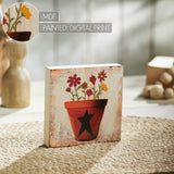 Spring In Bloom Flower Pot w/ Primitive Star Block Sign-Lange General Store