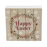 Spring In Bloom Happy Easter w/ Wreath Shiplap Block Sign-Lange General Store