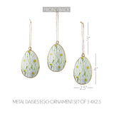 Spring In Bloom Metal Daisies Egg Ornament Set of 3-Lange General Store