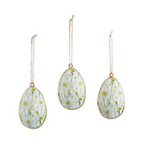 Spring In Bloom Metal Daisies Egg Ornament Set of 3-Lange General Store