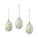 Spring In Bloom Metal Daisies Egg Ornament Set of 3-Lange General Store