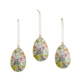 Spring In Bloom Metal Floral Egg Ornament Set of 3-Lange General Store