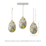 Spring In Bloom Metal Floral Egg Ornament Set of 3-Lange General Store