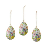 Spring In Bloom Metal Floral Egg Ornament Set of 3-Lange General Store