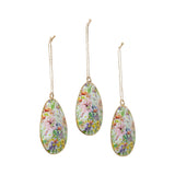 Spring In Bloom Metal Floral Egg Ornament Set of 3-Lange General Store